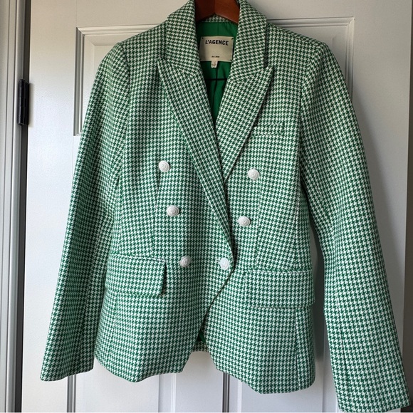 L’AGENCE Kenzie Double-Breasted Blazer in Grass Green - Picture 8 of 13